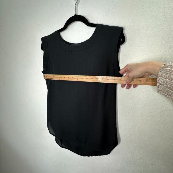 J. Crew Black Sleeveless Banded Neck and Sleeve Round Hem Side Slit Blouse 0 - Picture 4 of 10